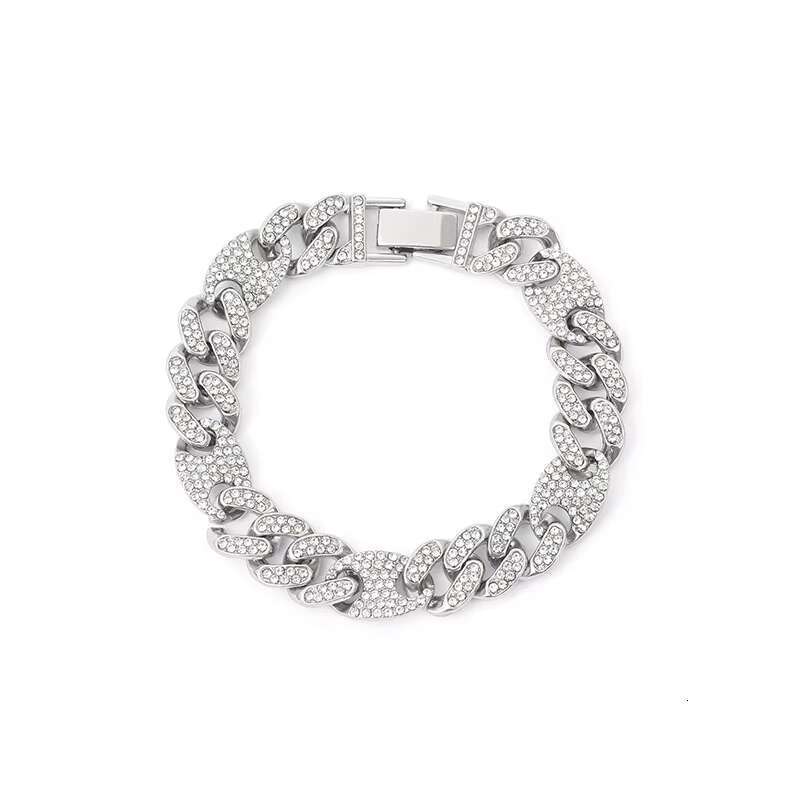 DHcollection DIY Iced Out Men's Jewelry Alloy and Bg Rhie Hip Hop 13mm Width Spliced Miami Chain Bracelet
