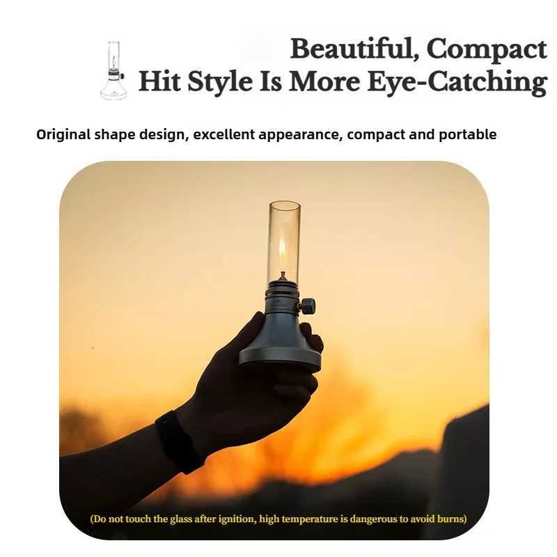 MOUNTAINHIKER Aladdin Portable Gas Lamp Retro Glass Lampshade Gas Atmosphere Light Outdoor Fishing Camping Hiking Candle Light M251115