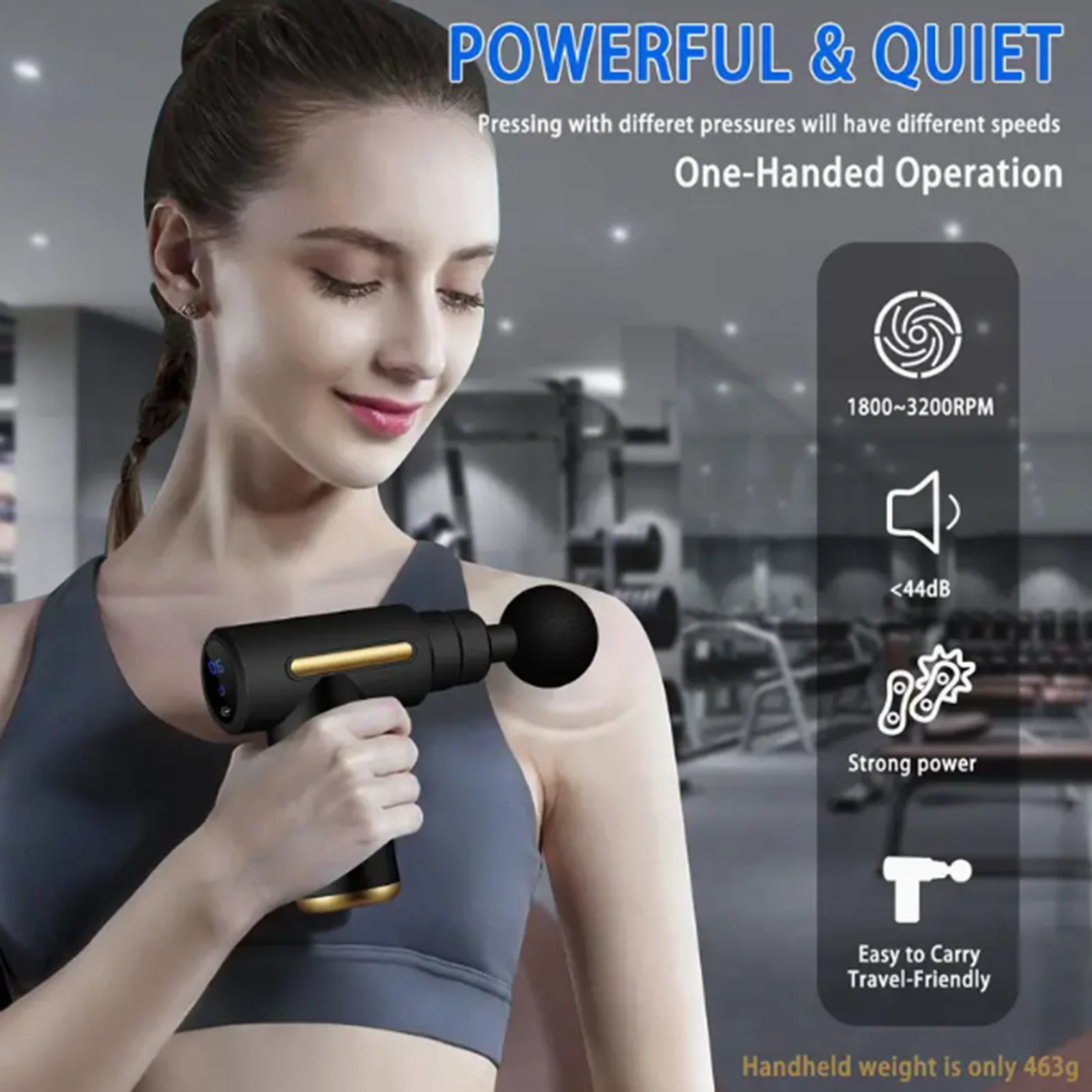 1pc Premium Massage Gun - Quiet Noise Reduction Multiple Speed Settings for Myofascial Release and Muscle Recovery 250409