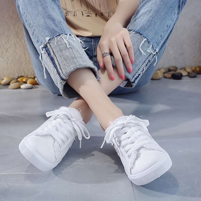 Women's shoes designer Sneakers Classic White Canvas Slip-On with Round Toe Breathable Shoes Sports Casual trainers high quality