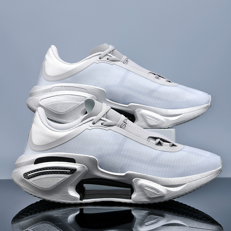 Free shipping Men's High-Top Basketball Shoes with Leather Upper and Red Mesh Internally elevated soft soled running shoes Woolly