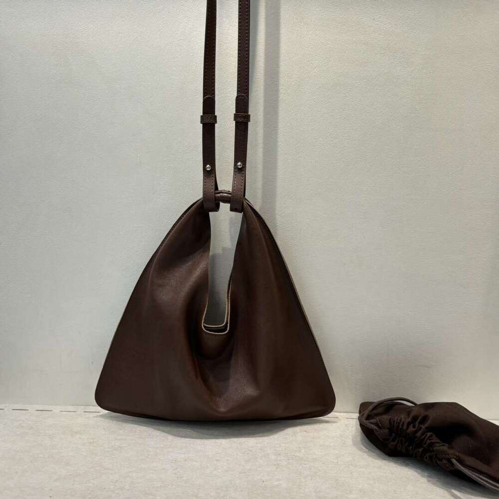 Mm Women's Bags New Vegetable Tanned Cowhide Triangle Genuine Leather Cloud Handbag, Armpit Single Shoulder Crossbody Bag, Women's Bag