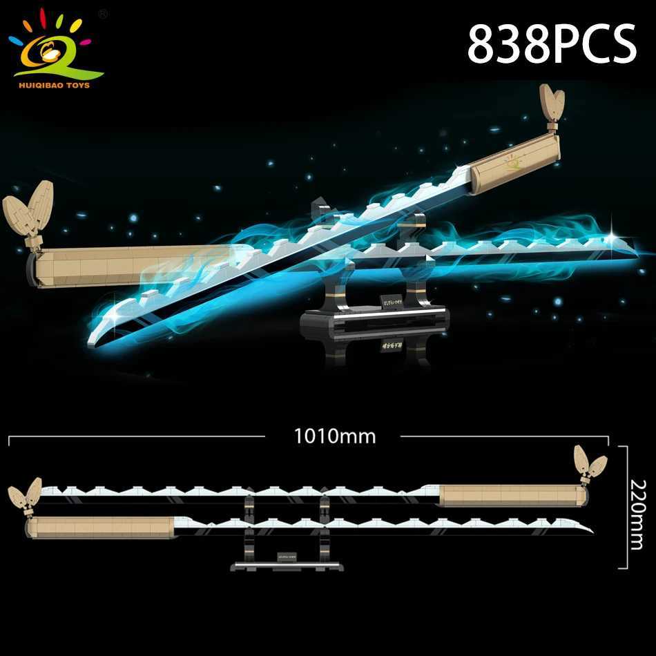 HUIQIBAO Samurai Sword Building Block Ninja Blade Katana Japanese Anime Butterfly Nichirin Knife Brick Childrens Toy Adult M250415