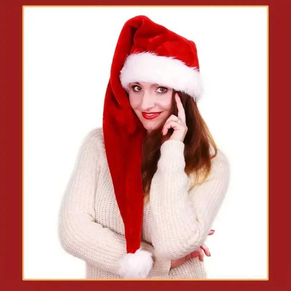 Super Long Christmas Hats Soft Comfortable Velvet Christmas Hat Kids Adult Thickened Santa Claus Caps Christmas Decorations Y251115