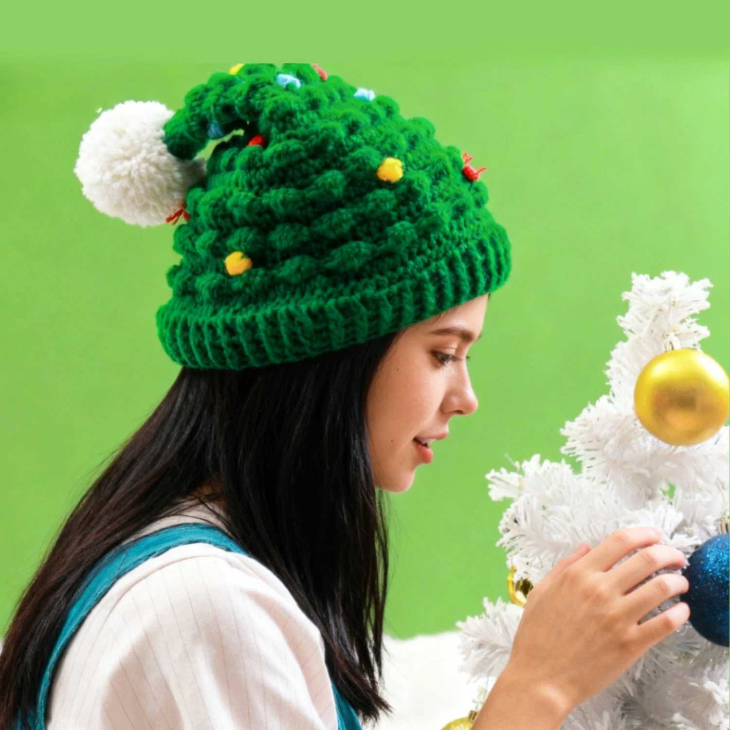 1PC Christmas Tree Style Knitted Hat Funny Festive Warm Cap for Autumn Winter Creative Christmas Party Hat Unique Xmas Gift Y251115