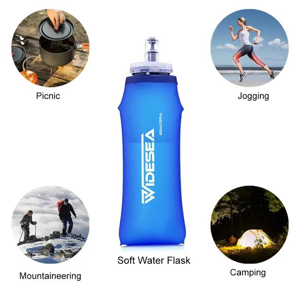 Widesea Camping 600ml Soft Water Bottle Drinking Sport Folding Bag Flask Outdoor Running Hydration Pack Waist Bicycle BPA FreeW251114