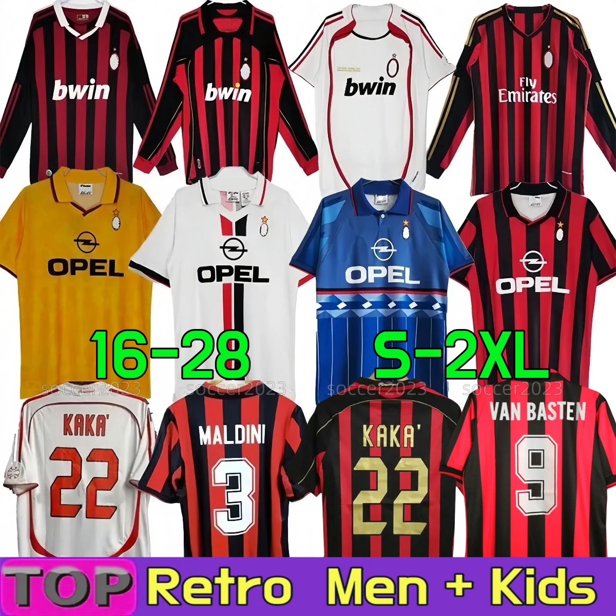 90 91 Ac MilanES Retro shirts SOCCER JERSEYS 95 96 97 Gullit 01 02 03 12 14 15 2006 2009 2010 Maldini Van Basten Football KAKA 06 07 PIRLO RONALDINHO BAGGIO classic Vintage