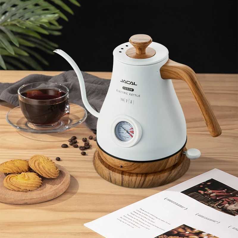 110V/220V Retro Electric Kettle 10L Gooseneck Slender Mouth Teapot Hand Brew Coffee Pot Quick Heating Kettle with Thermometer Y251114