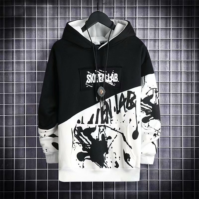 Hip hop splash ink Hoodie mens trend long sleeve top in spring and autumn new loose coat Hoodie