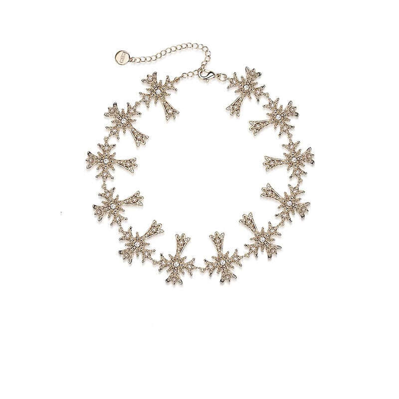RORY collar collarbone chain Baroque style explosive flashing cross choker metal short neck strap