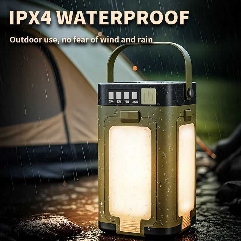 Solar Outdoor Portable Camping Light SolarUSB-C Charging Foldable 2000/2400mah Power Bank Portable Tourism Hanging Tent Light M251115