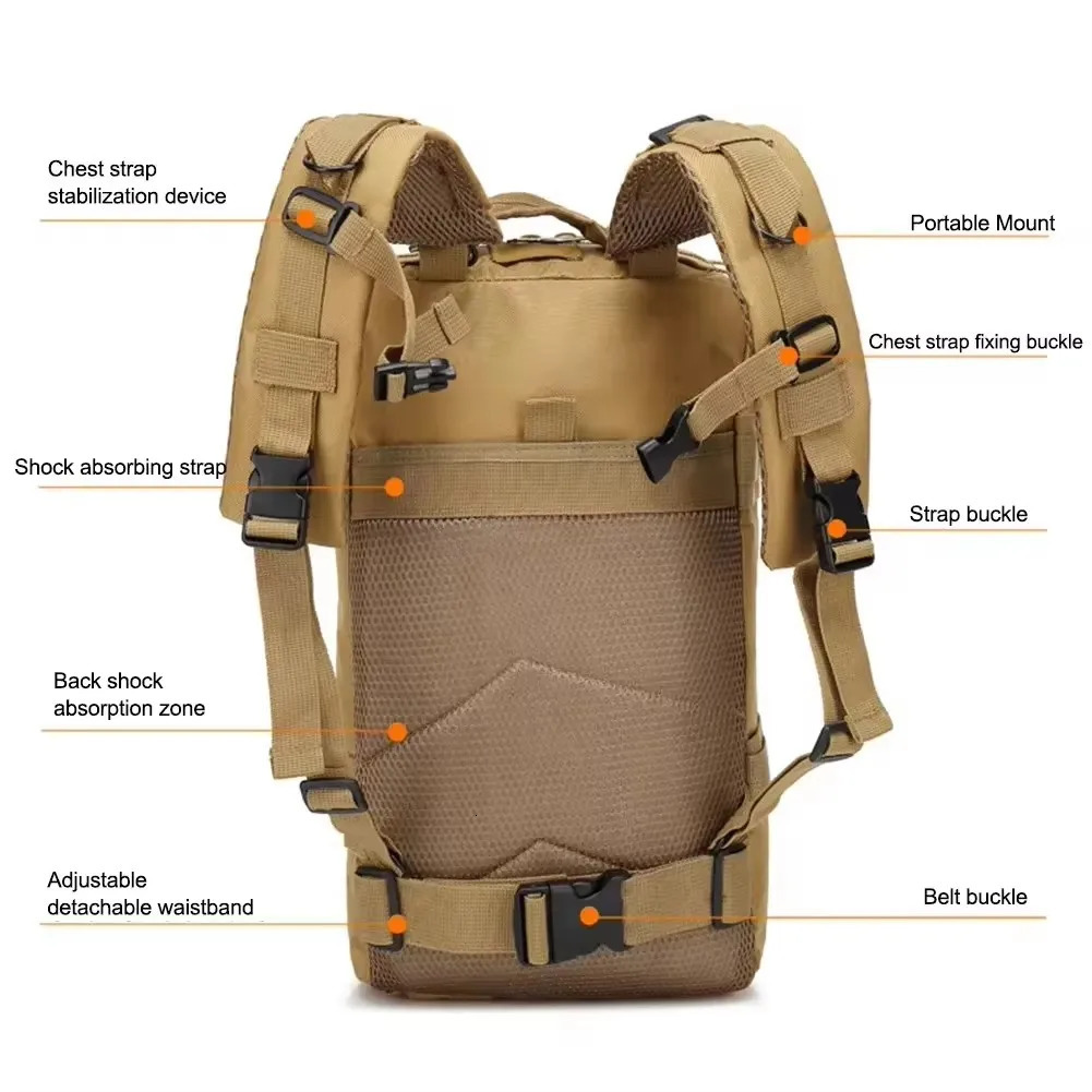 Fishing Tactics Backpack Outdoor Travel Camouflage Bag Climbing Hunting Hiking Nylon 3P 250410