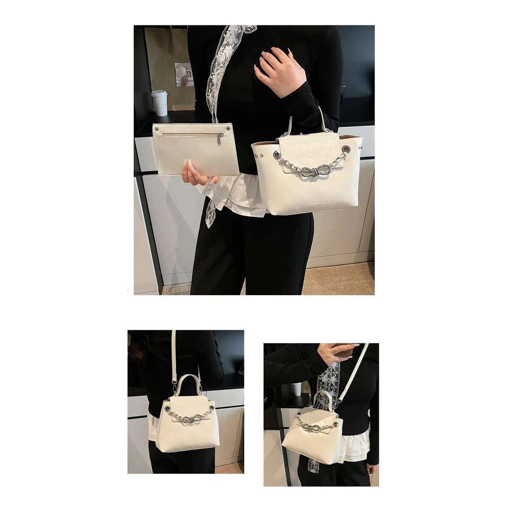 Designer Chain PU Leather Women's Handbag Casual Crossbody Bag Bucket Tote