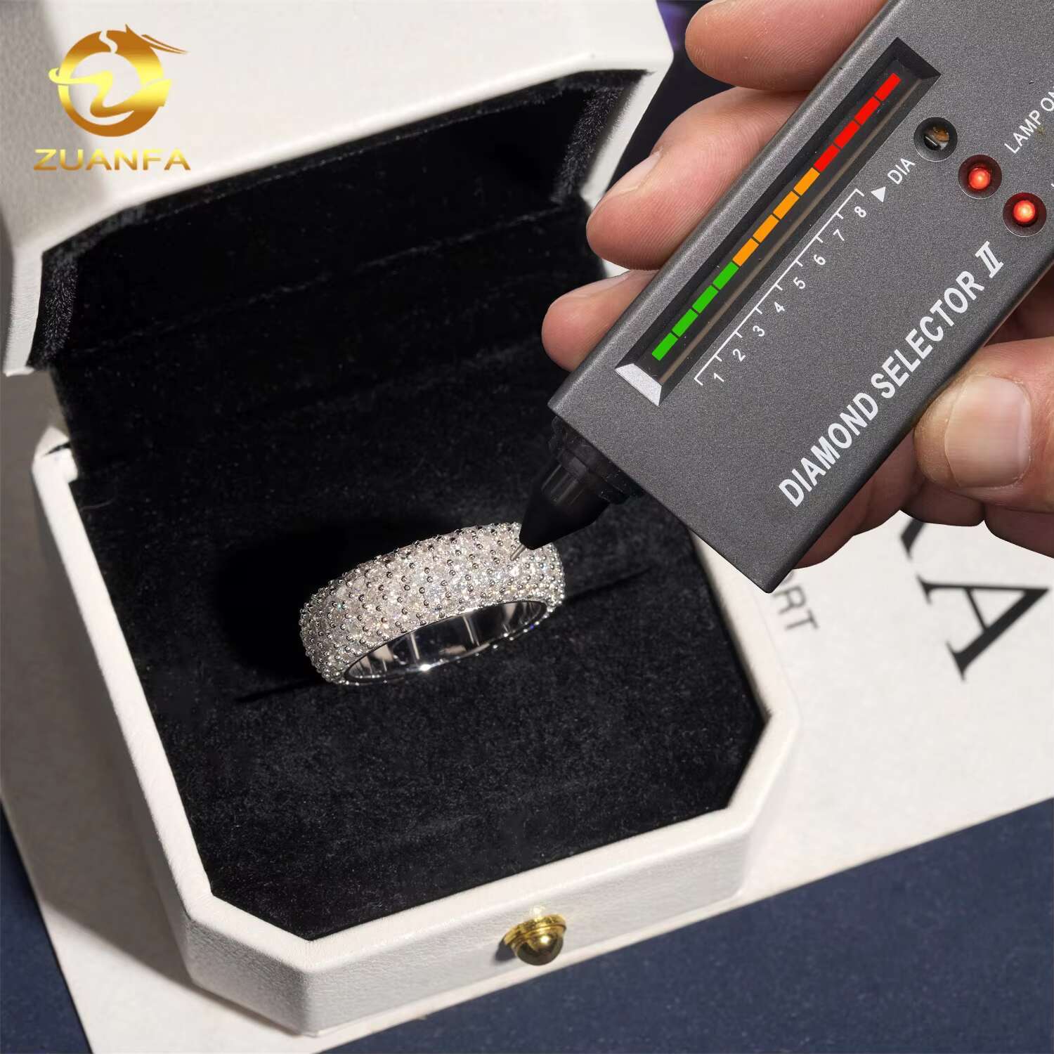 Popular Gemstone Jewelry Wholesale Price Iced Out 925 Silver Eternity Band Men Moissanite Hip Hop Ring