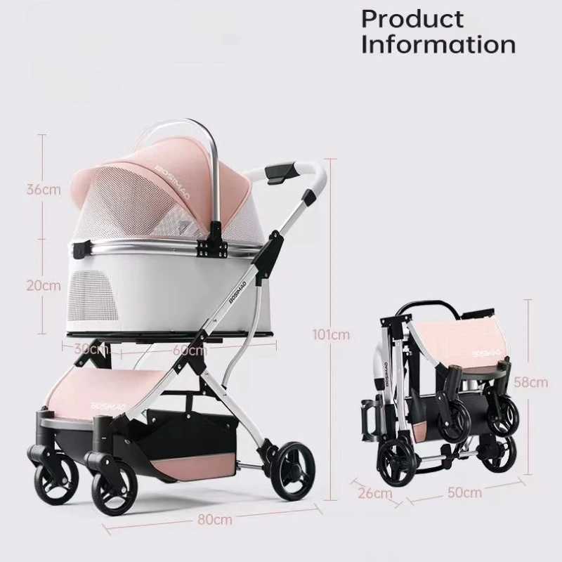 High appearance pet cart detachable and multifunctional lightweight foldable and portable pet cart X250415