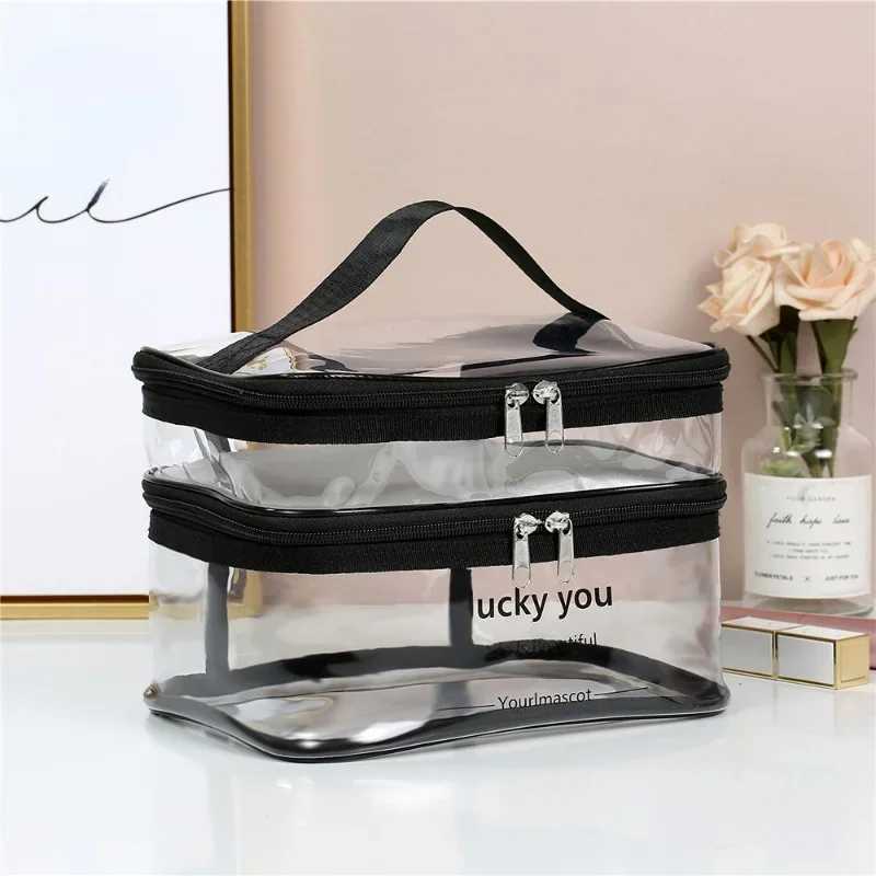 Waterproof transparent PVC bathroom makeup bag womens makeup bag travel zipper makeup beauty W organizer toilet storage kitXJ250415