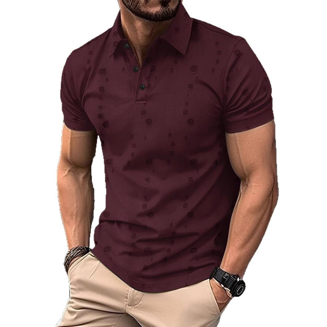 Summer mens water washing and hole breaking process POLO shirt button mens sports polo shirt
