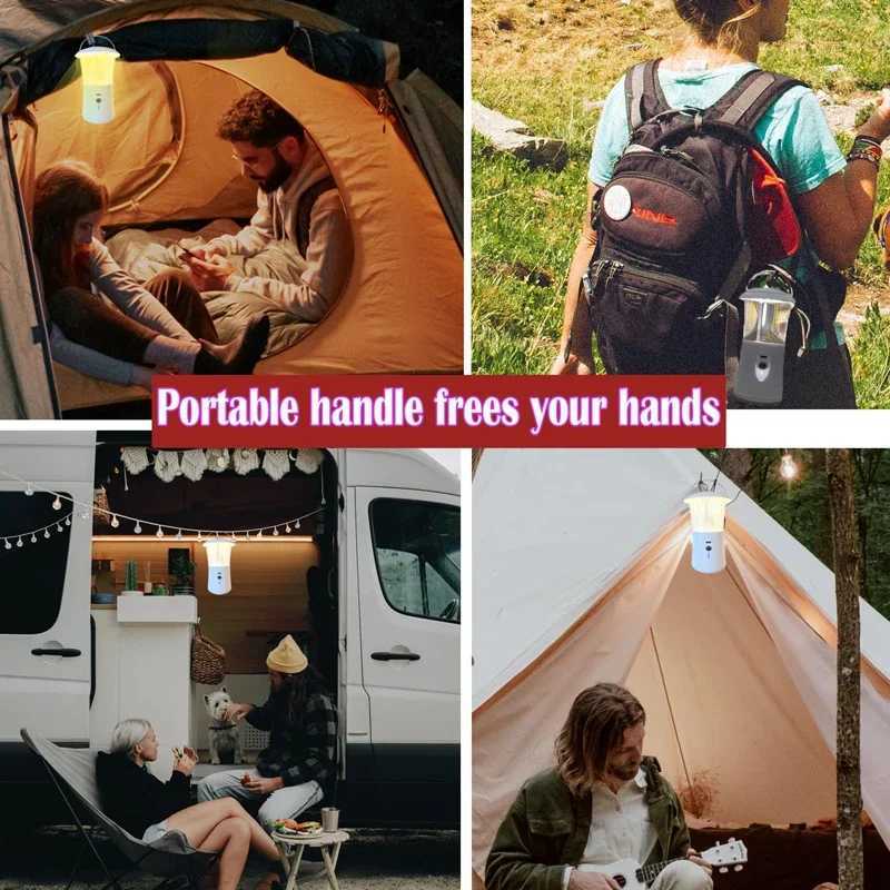 Vintage Tungsten Camping Lantern Portable LED Tent Light with 3-Levels Brightness 1200mAh Rechargeable Battery Flashlight M251115