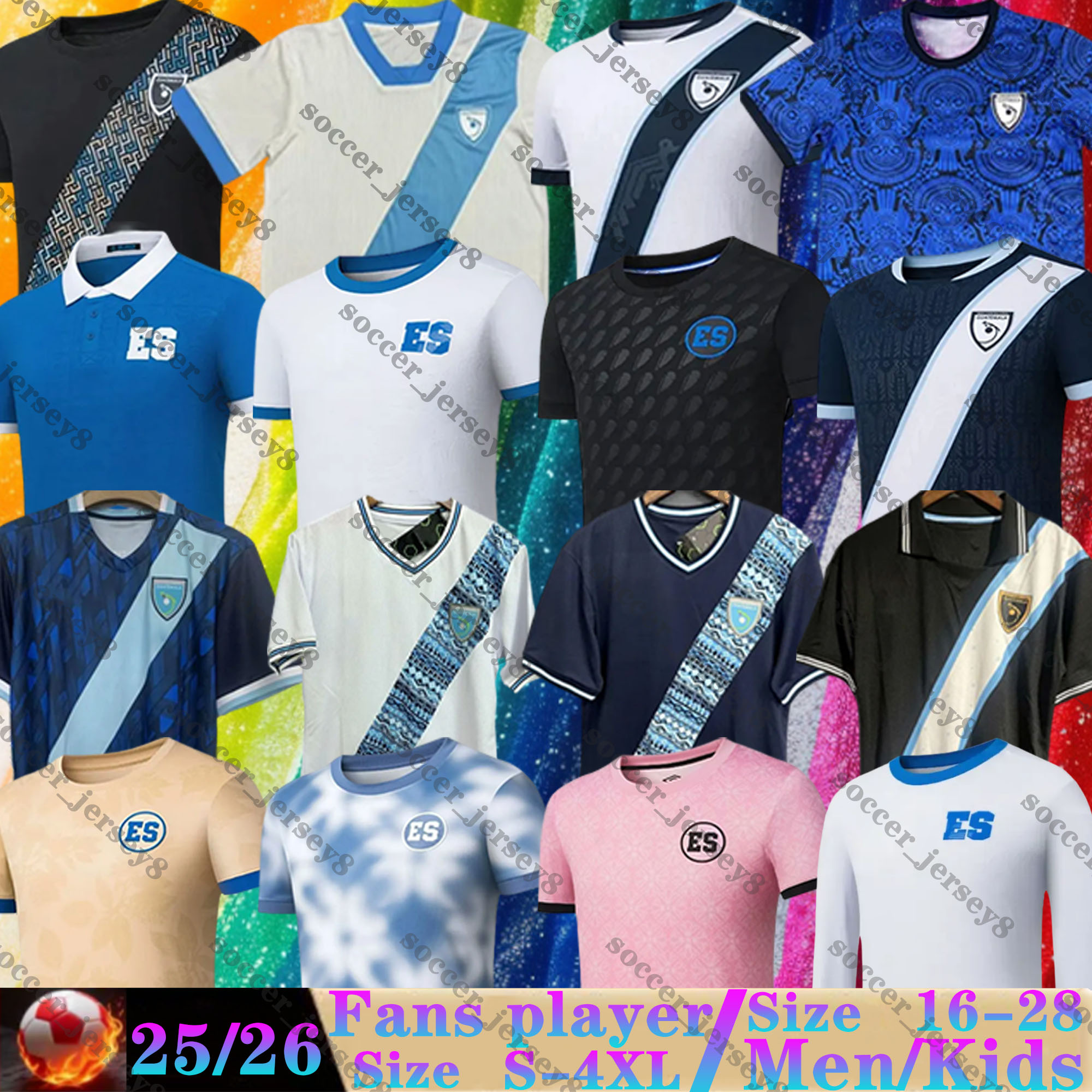 25 26 Guatemala Soccer Jerseys PINTO AGUILAR GALINDO CASTELLANOS El Salvador National Team Men Uniforms Rafael Tejada Styven 2025 2026 kids kits Football Shirts