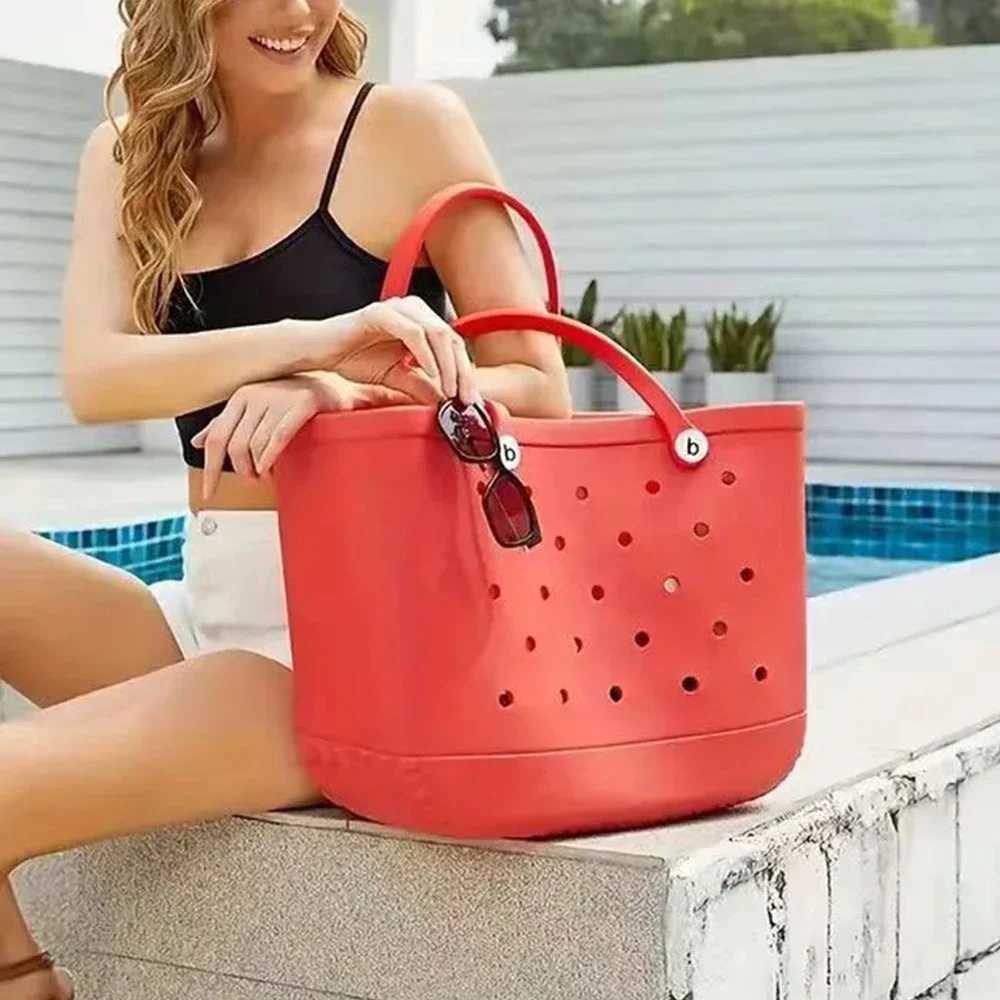 EVA bag Borg beach rubber waterproof travel handbag womens washable handbag sports beach market swimming pool handbag W250415