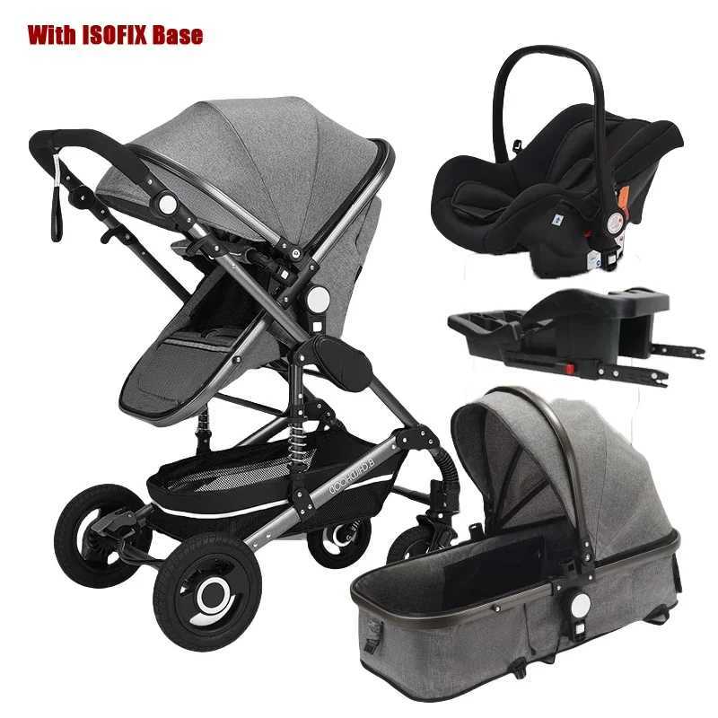 3-in-1 baby stroller with ISOFIX base luxurious high landscape baby stroller with aluminum alloy frame wagon X250415