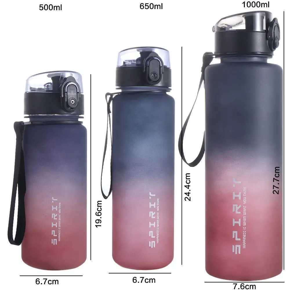 PC 1 Liter Sports Water Bottle Large Capacity Portable Leak Proof Colorful Plastic Cup Gradient Color 500/800/1000mlW251114