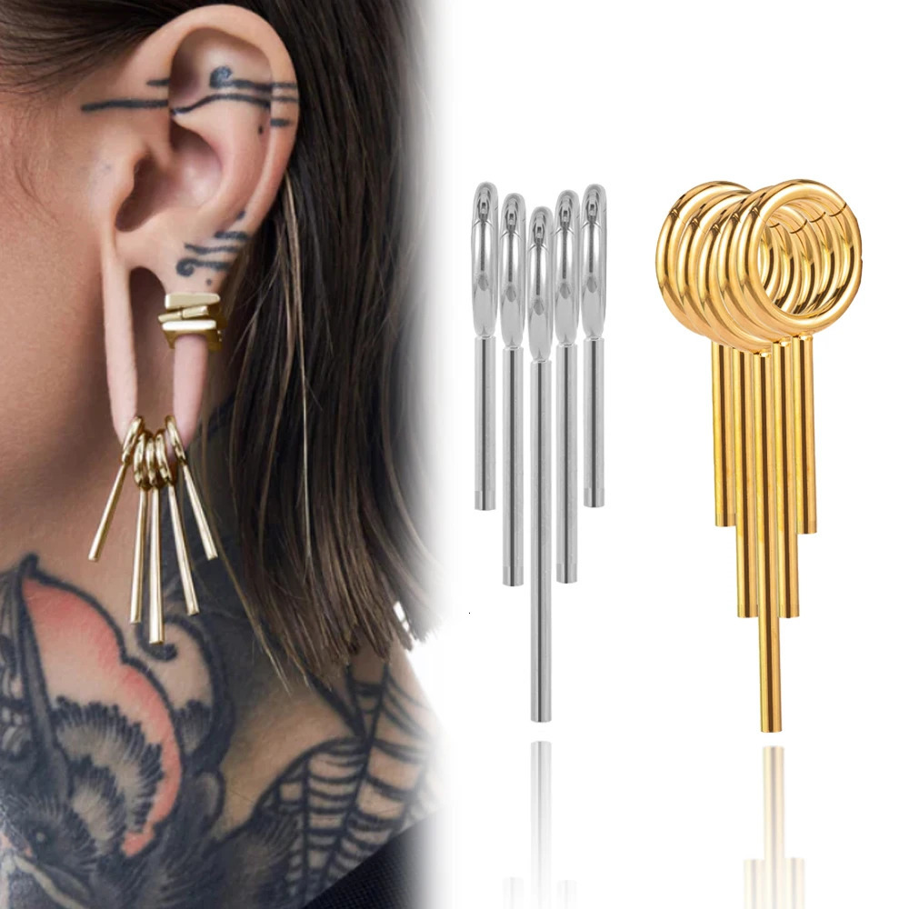 5/10/lot Ear Lobe Cuff Ring Ear Clip Earrings Simple Jewelry For Women Piercing Stainless Steel Ear Circle Earrings Body Jewelry 250408