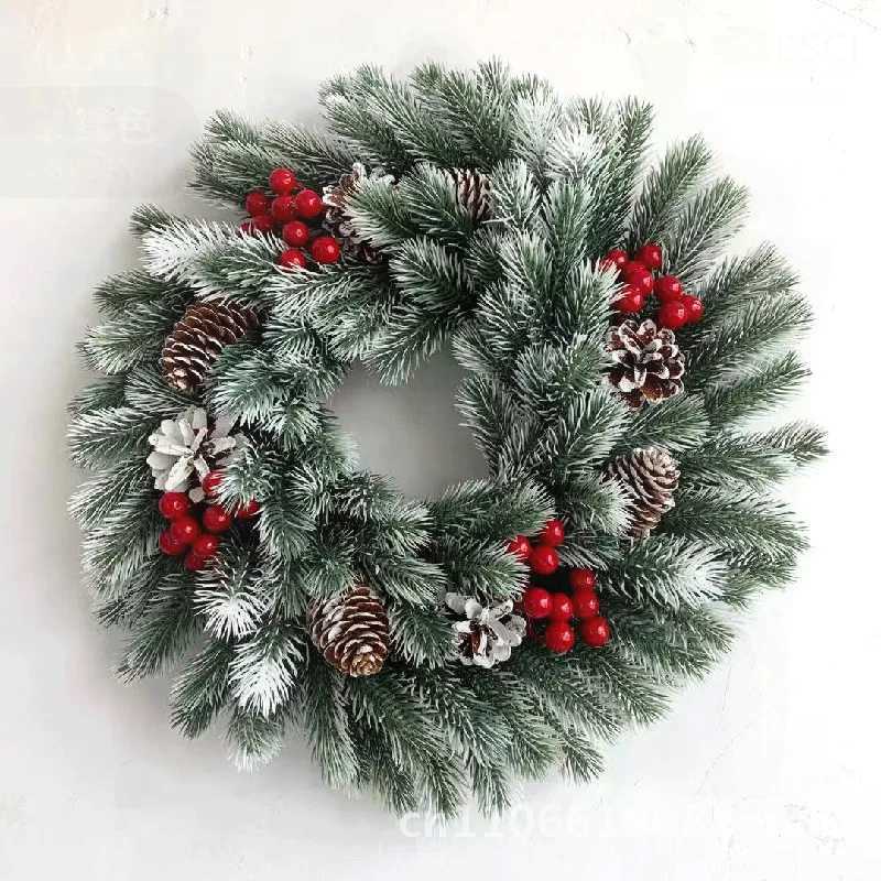 LED Light Christmas Garland Creative Window Decoration PE Red Fruit Pine Design Handcrafted Door Hanging Holiday WreathM251115
