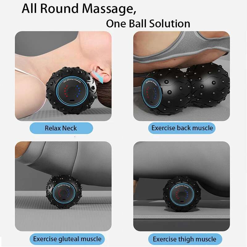 Smart Vibrating Peanut Portable Rechargeable Body Muscle Relaxation Neck Back Foot Massage Fascia Yoga Ball