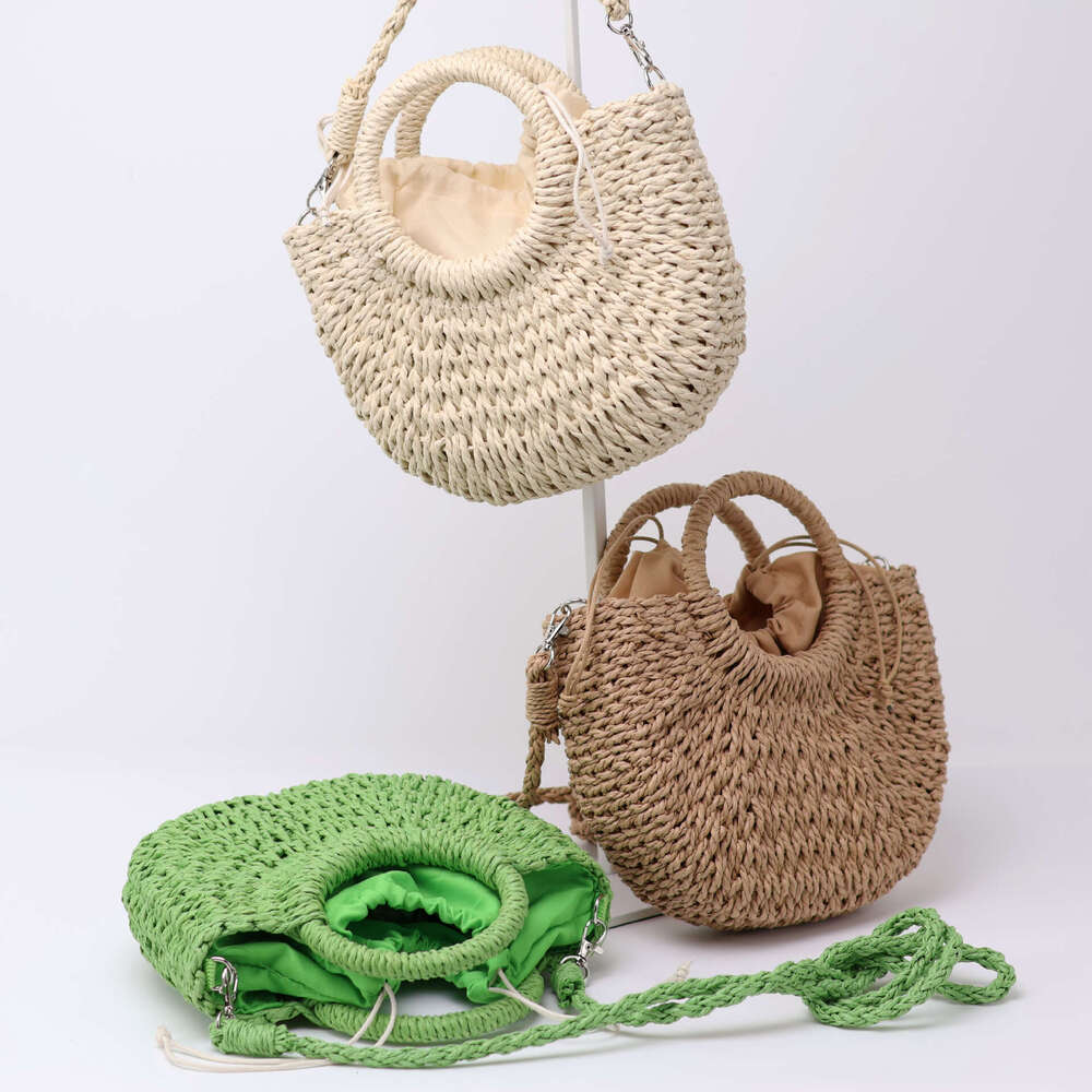 Handmade Beach Bag Instagram Popular Grass Small Round For Crossbody Moon Handmade Woven Hobo DIY Portable Women's Bag Kq2