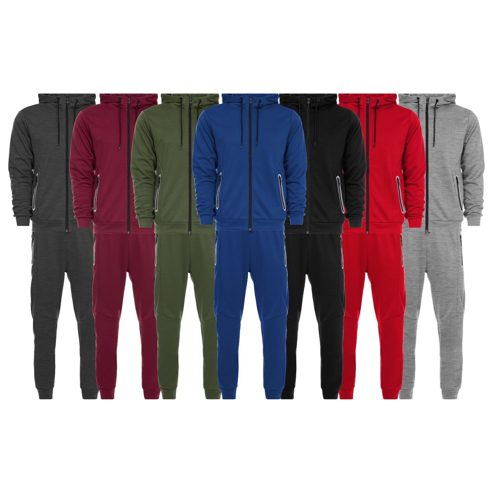 Track Men's Tech Suit Zip Hoodie Sweatshirt & Jogger Set With Zippered Pockets &