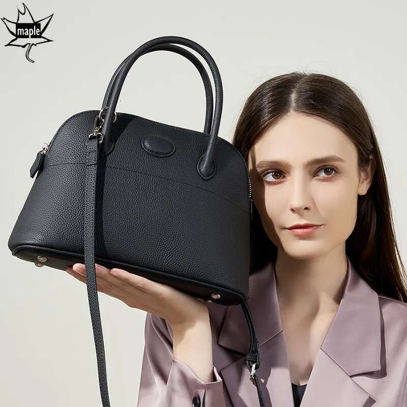 Designer Bag New Simple Fashion Shell Tote Leisure High-End Cowhide Leather Women's Handbag Business Office Lady Shoulder Bag Kakhi