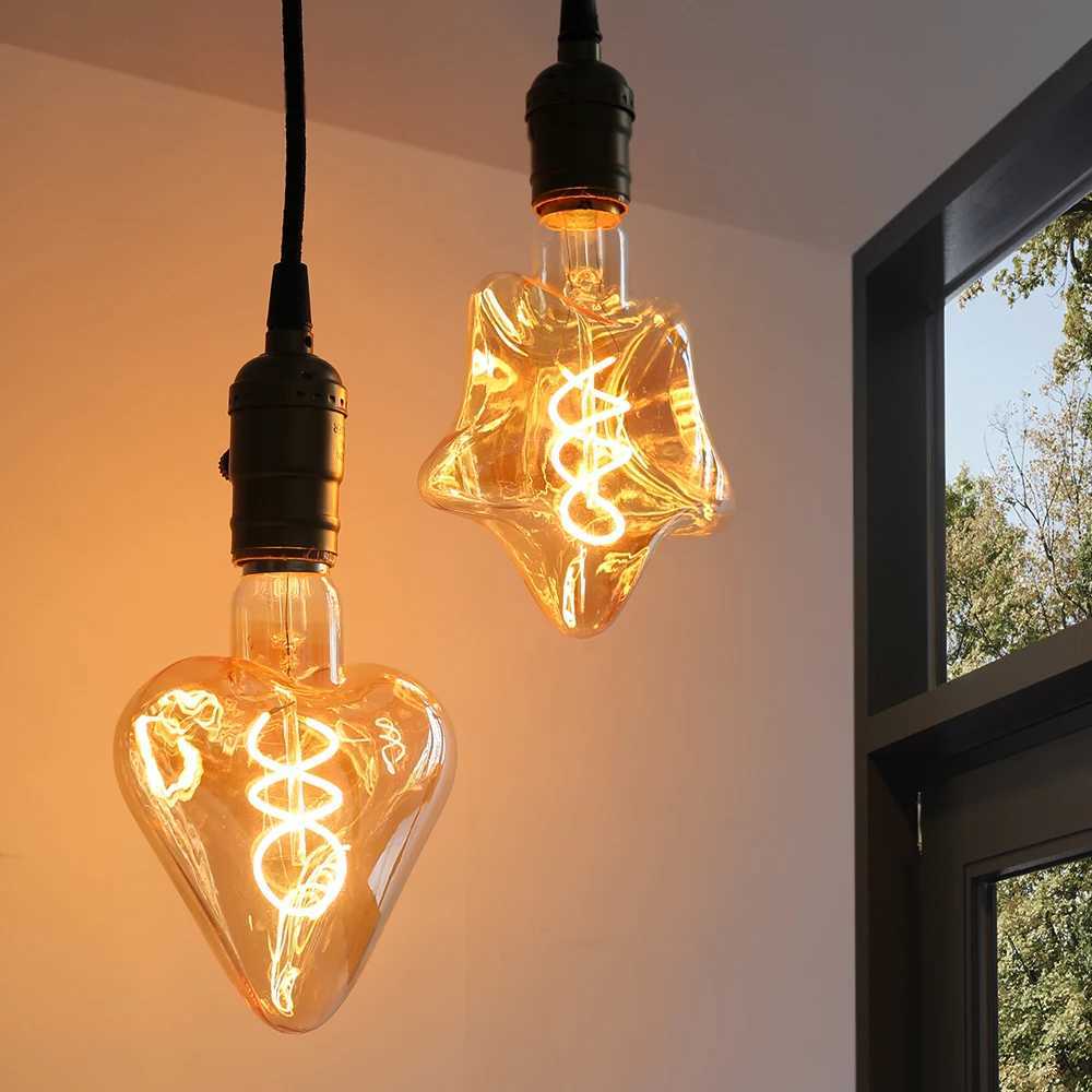 E27 LED Filament Light Bulb 220V 4W A60 ST64 T45 T185 G80 G95 G125 Retro Vintage ampoules LED Edison Lamp Spiral Bulb For Home C251115