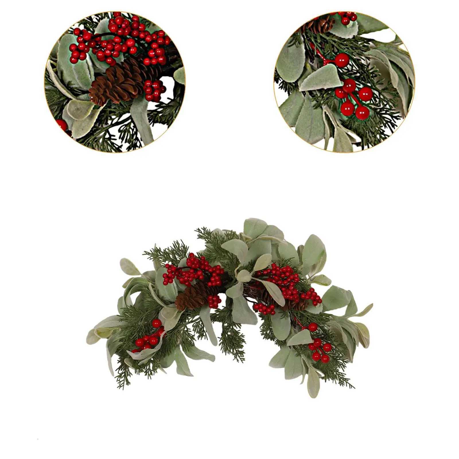 Christmas Swag Garland with Pinecones and Red Berries Creative Artificial Wreath for Office Home Festive Xmas Party BedroomM251115