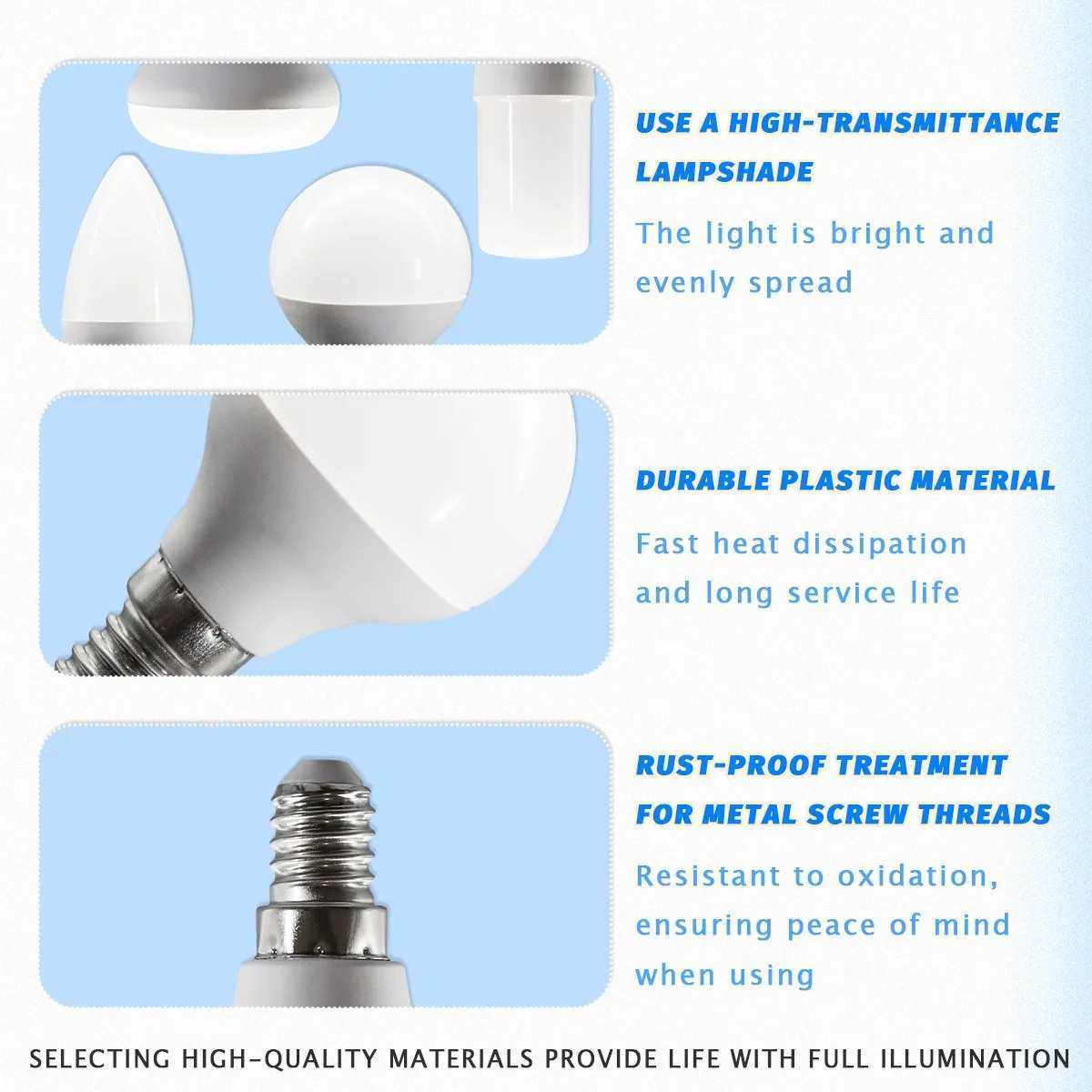 2pcs E14 LED Bulb Lamps G45 C37 T37 R50 AC 220V 240V 3W 7W 9W No Flicker hight cri Lamp for Home Bedroom energy-saving bulbs C251115