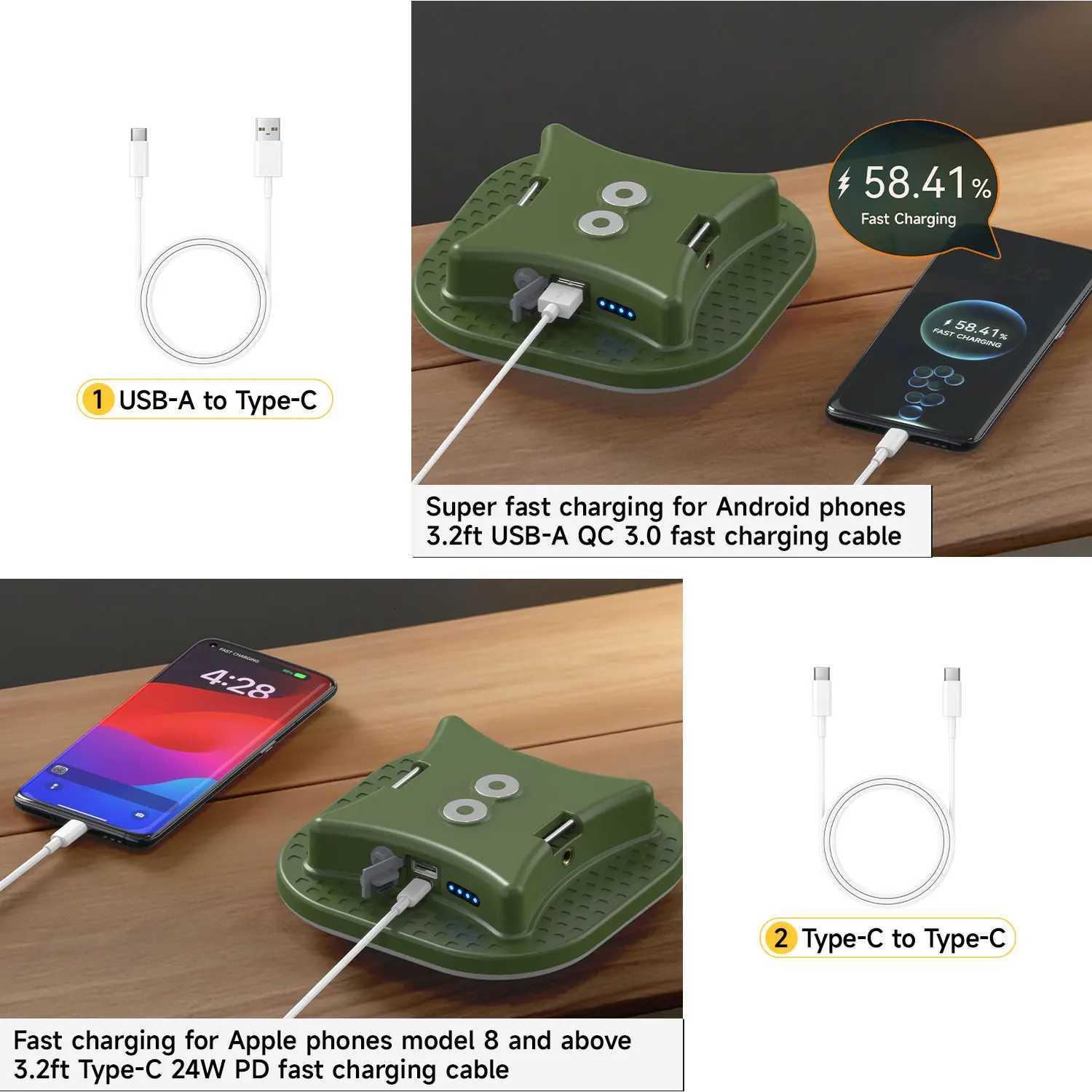 MOSLIGHTING 13500mAh Camping Lantern 80W Super Fast Charging Powerbank Portable Flashlight for IP65 Waterproof Outdoor Work Lamp M251115