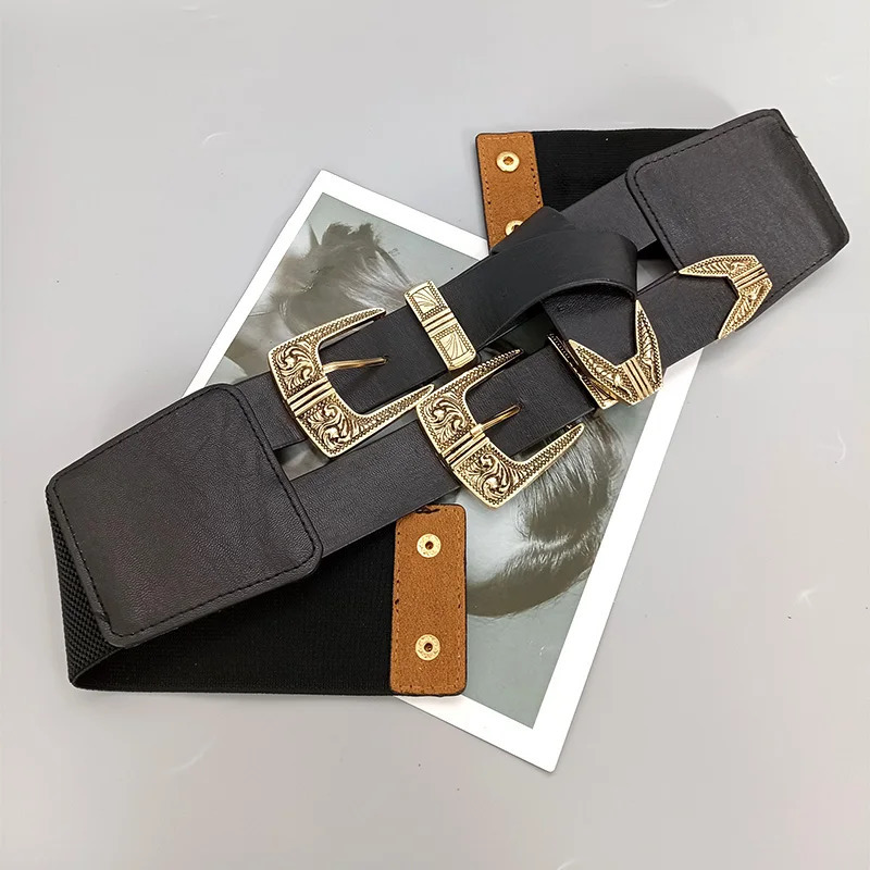 Female Waist Gothic Elastic Corset Belt Female Stretch Cummerbunds High Quality er Black Punk Wide Belts For Women 251114 - view 6