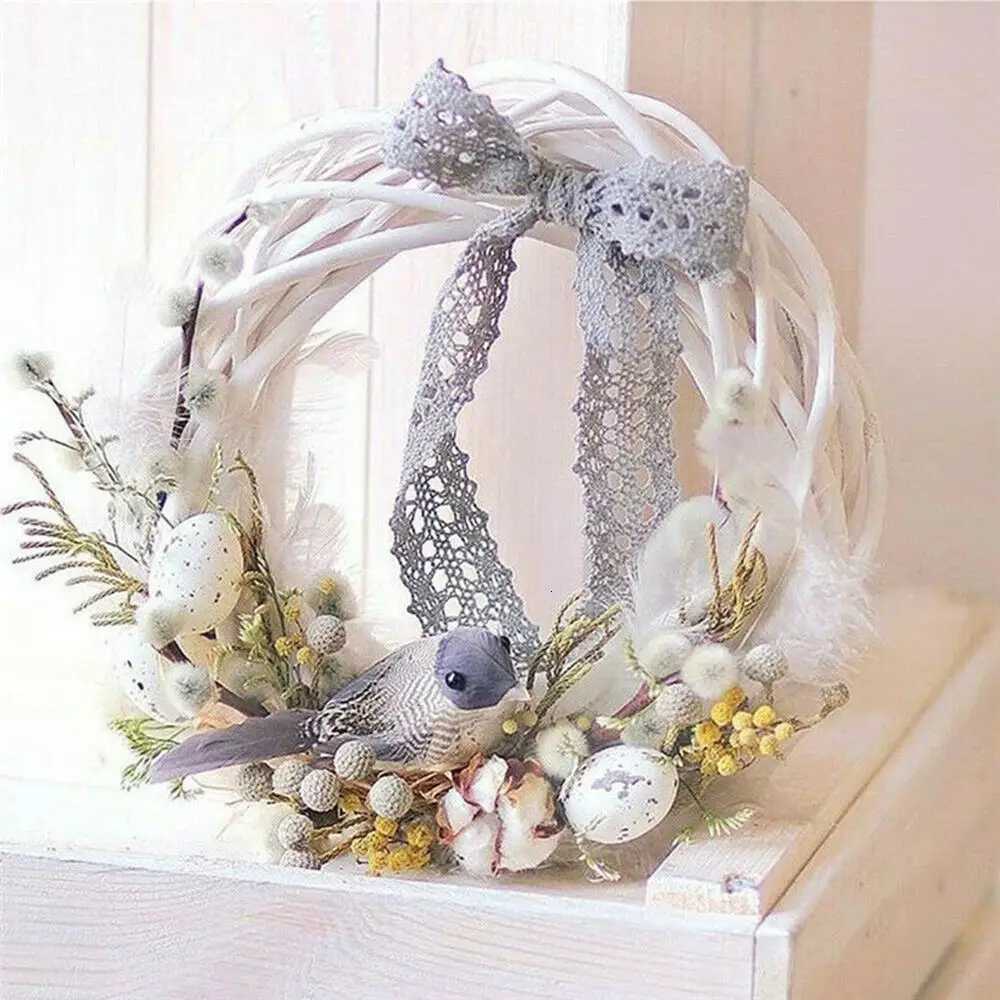 10-30CM Christmas Rattan Ring White Wreath Garland Hanging Vine Ring DIY Craft Xmas Ornaments Xmas Party DecorationsM251115