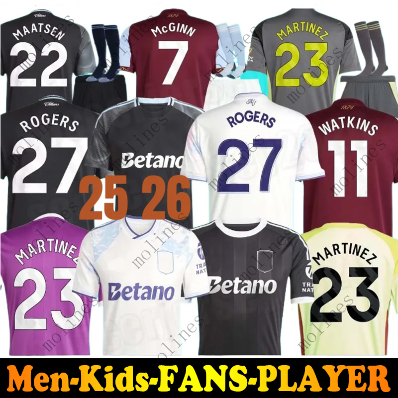 25 26 RASHFORD OZZY Soccer Jerseys Year ASENSIO BAILEY WATKINS KAMARA ONANA Football Shirt TIELEMANS MCGINN AsTOnS CARLOS VilLaeS men kids kits socks