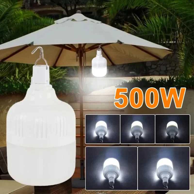 500W Portable Lantern Bulb Camping Light USB Rechargeable LED Bulb 5 Lighting Modes High Power Tent Light Outdoor Emergency Bulb M251115