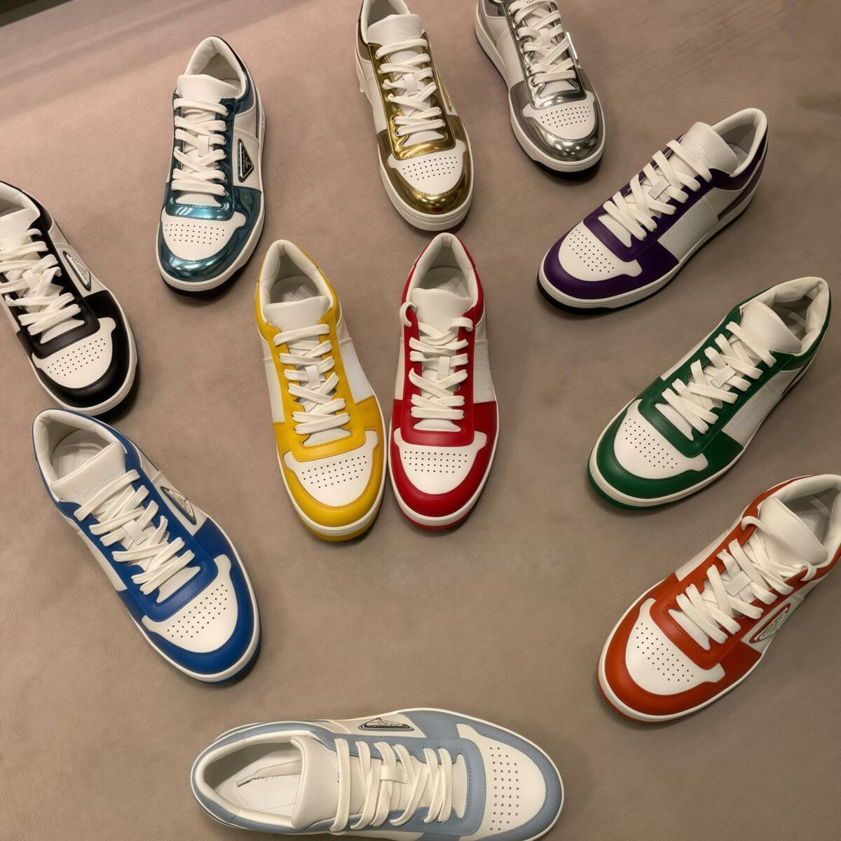 Luxury Designer Shoes Women Men casual sneaker Multi Color inverted triangle design real leather trendy top quality paradise chic deluxe shoes