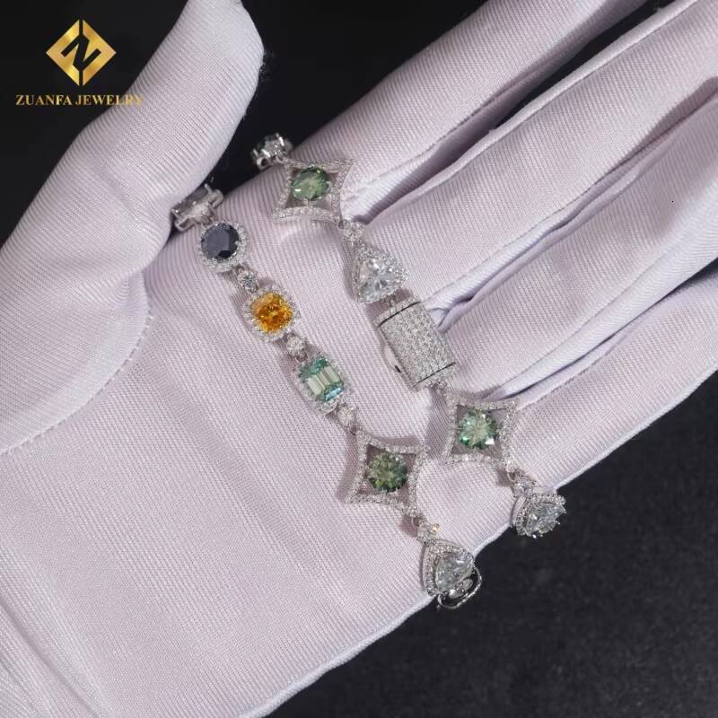 New Arrivals 925 Silver Moissanite Tennis Bracelet Mixed Fancy Cut Fashion Necklace Bracelet Color Moissanite Bracelet