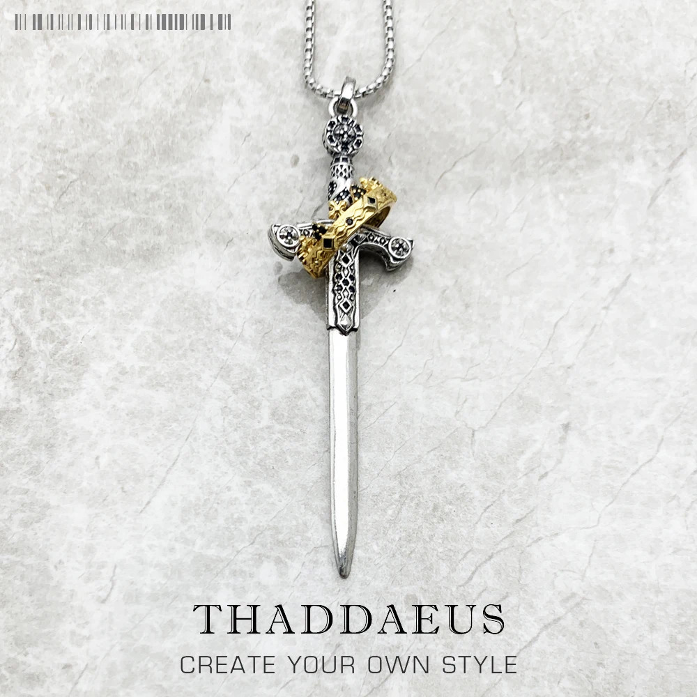 Sword pendant chain necklace summer exquisite jewelry European 925 sterling silver vintage womens gift 250409