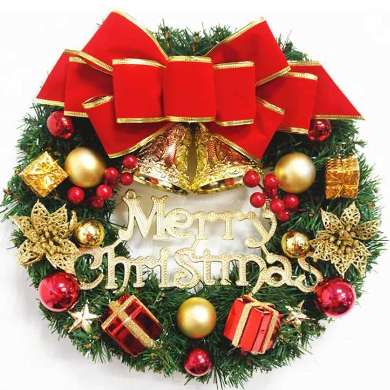 30cm Christmas Pine Needle Wreath Christmas Simulation Wreath Door Hanging Home Christmas Window Decoration Hanging DecorationM251115