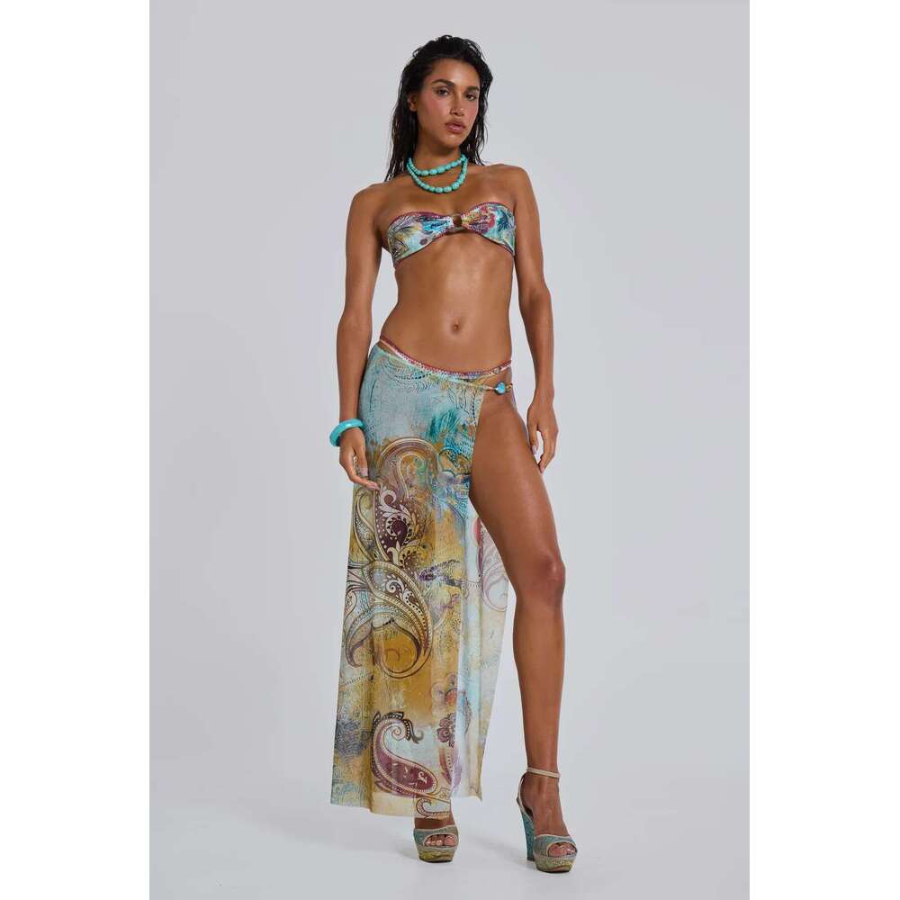 Sexy Bikini Long Skirt Women Swimsuits Female Swimwear Bathing Suit Tassels Swimming Suits Beachwear Biquini