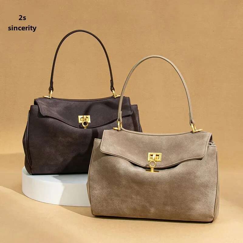 Nicheversatile Women's Trendy Motorcycle New Frosted High-End Feel Chamois Leather Handbag Unique Shoulder Crossbody Bag