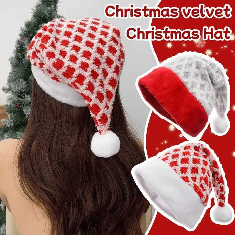 Christmas Hat Diamond Jacquard 3D Flannel Thick Warm Plush Holiday Party Decoration Adult Kids Xmas Winter Soft Comfortable Hat Y251115