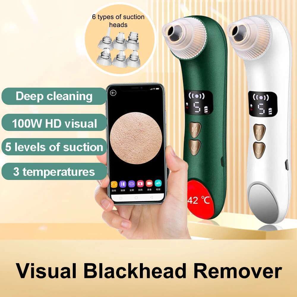 Visual Pore Cleanser Blackheads And Acne Remover Heated Face Extractor Electric Blackhead Sucker