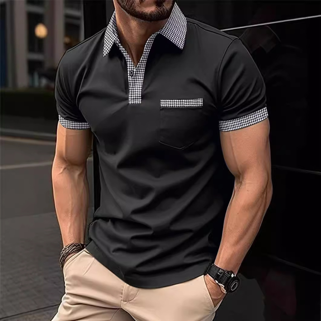 Ins Summer New Mens Polo Shirt Checkered Mens Sports Polo Shirt