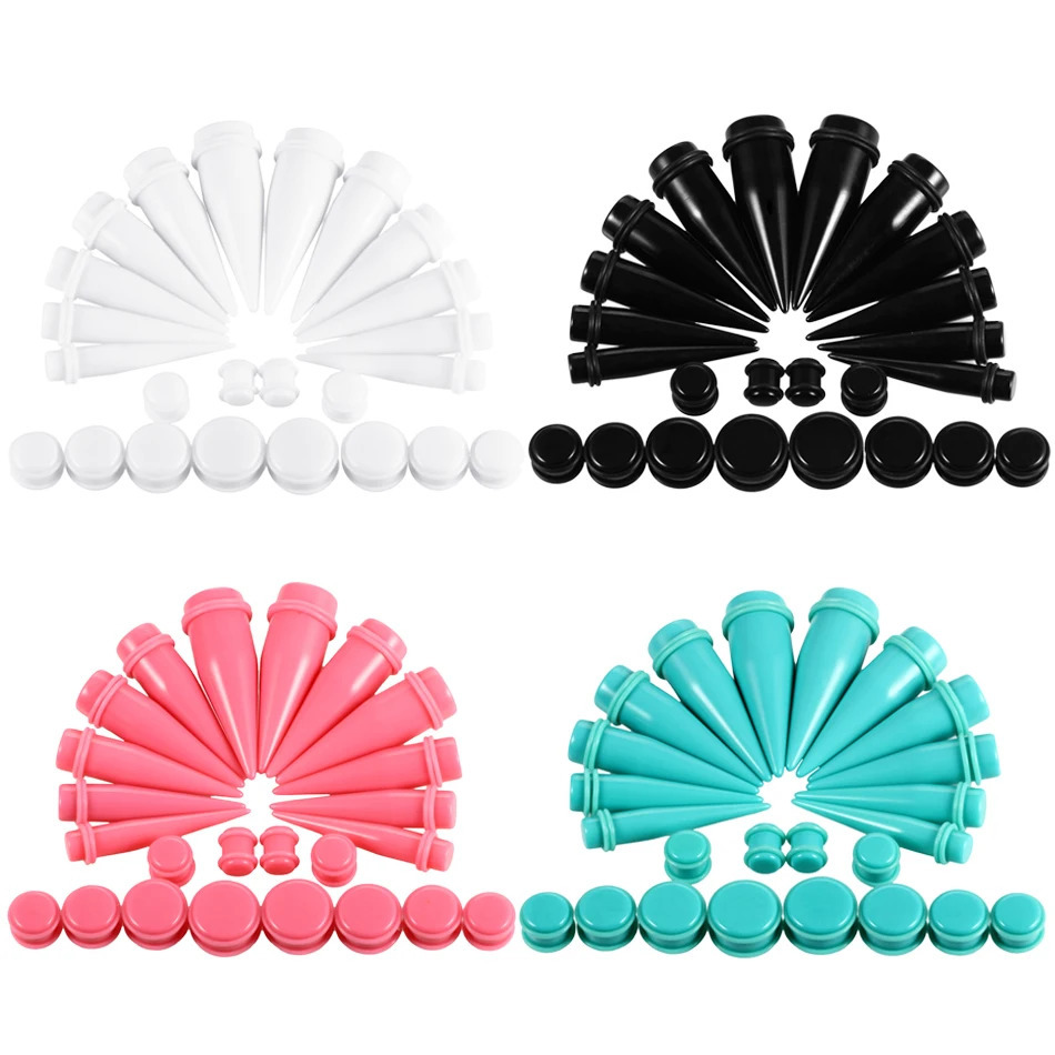 24pcs/lot Acrylic Big Gauges Kit Spiral Ear Taper Tunnel Plug 00G-20mm Ear Stretching Expander Kit Body Piercings Jewelry 250408